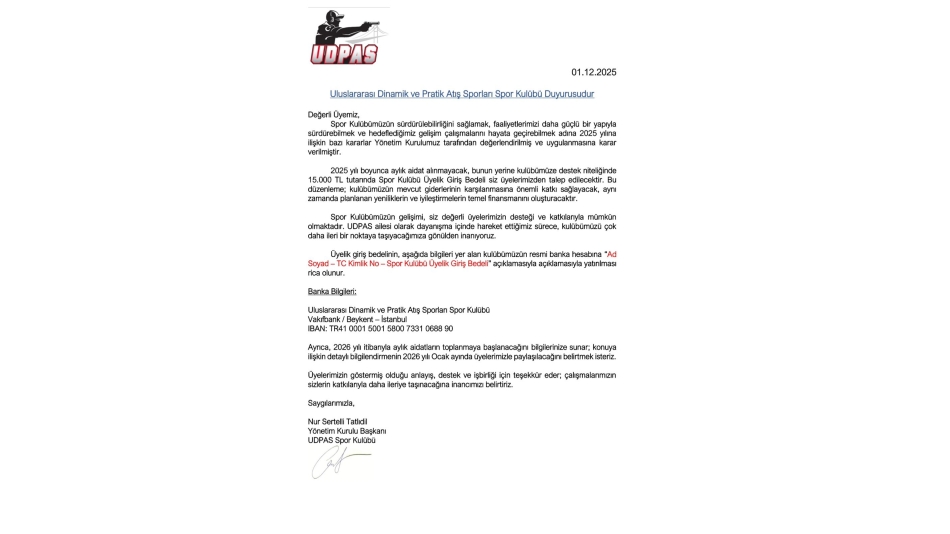 Üye Giriş Bedelinin Ödenmesi Hakkında